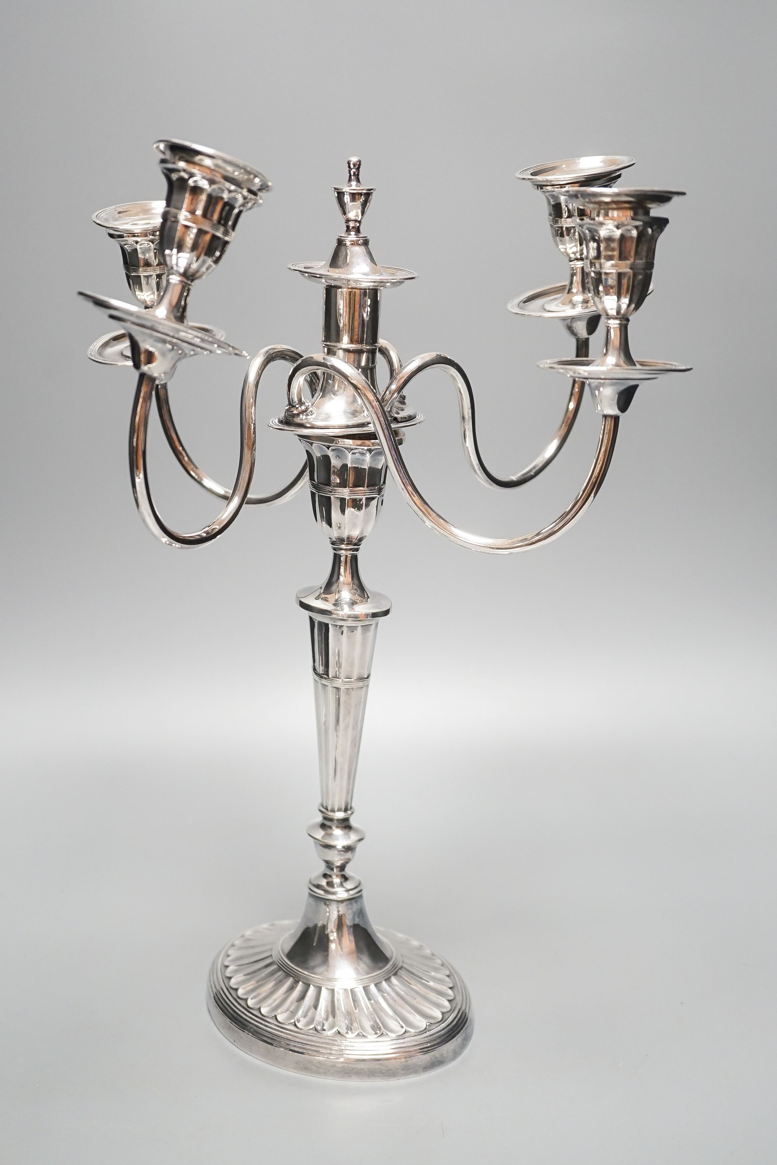 A 19th century plated candelabra, 40cm